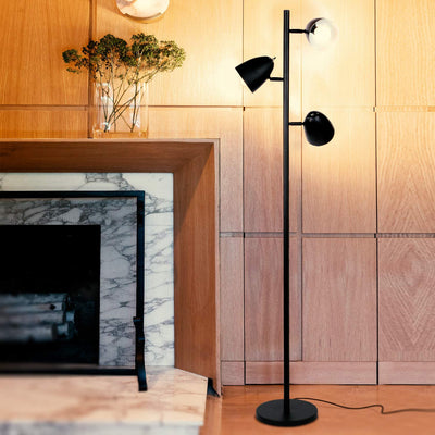 Brightech Jacob Adjustable 3 Light Tree Floor Pole Lamp with LED Lights, Black