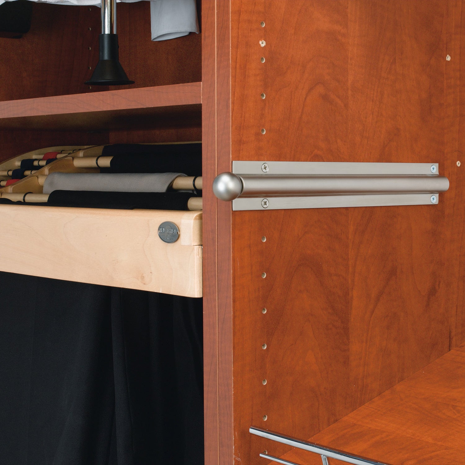 Rev-A-Shelf 12" Extendable Metal Closet Valet Clothes Rod Satin Nickle CVL-12-SN - VMInnovations