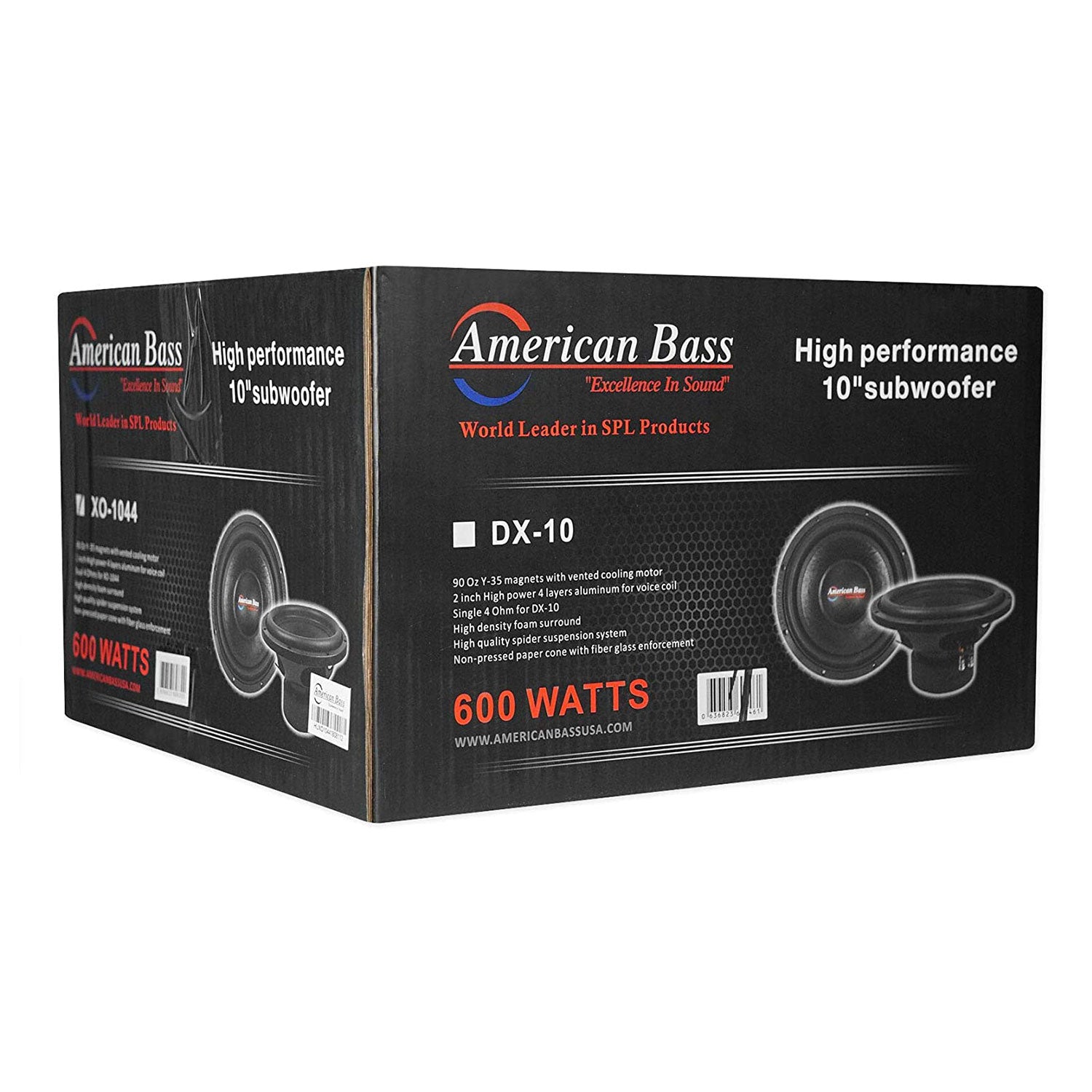 American Bass XO 1044 10 Inch 600 Watt Subwoofer Speaker with Vented Enclosure - VMInnovations