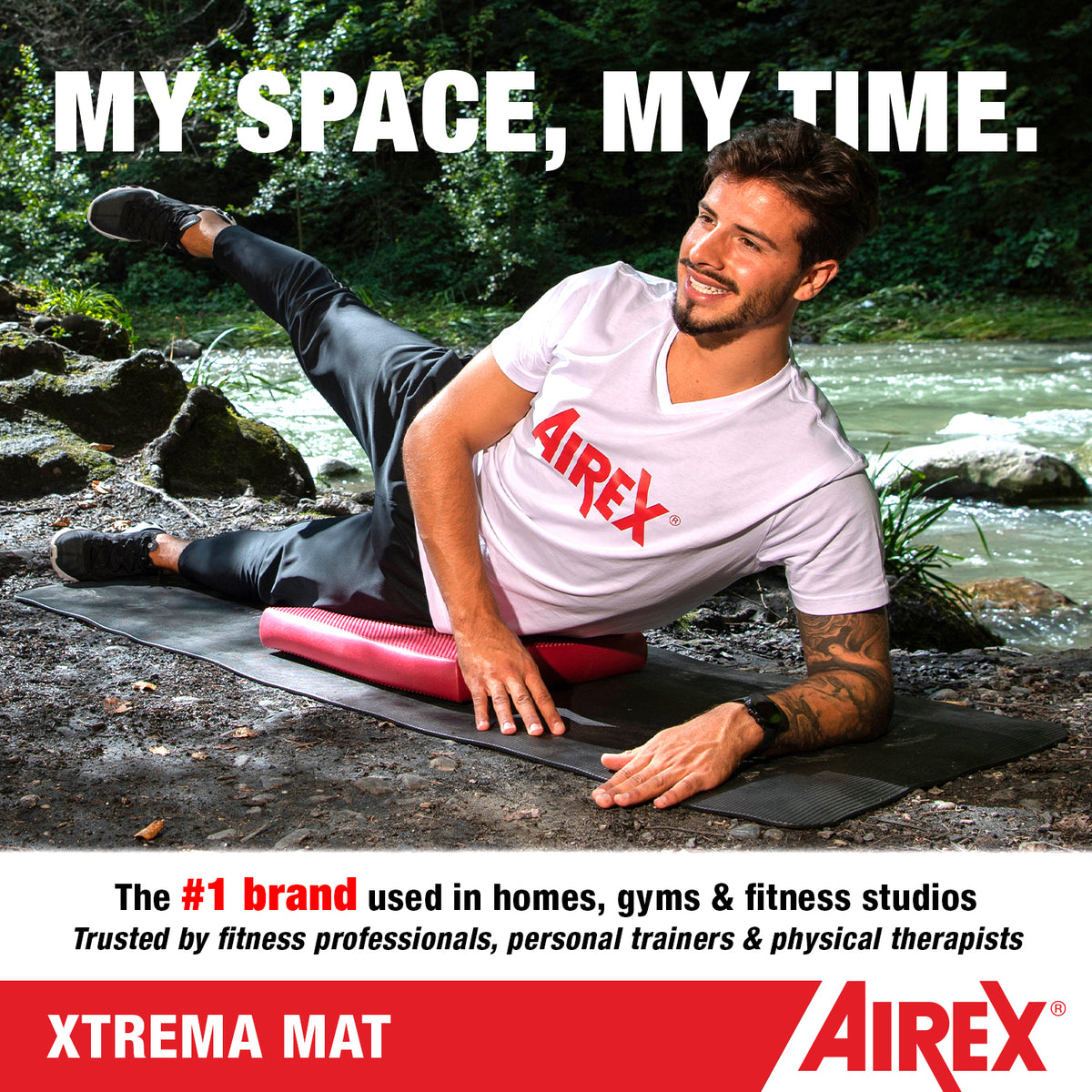 AIREX Xtrema 180 Closed Cell Foam Fitness Mat for Yoga, Pilates, and More, Black
