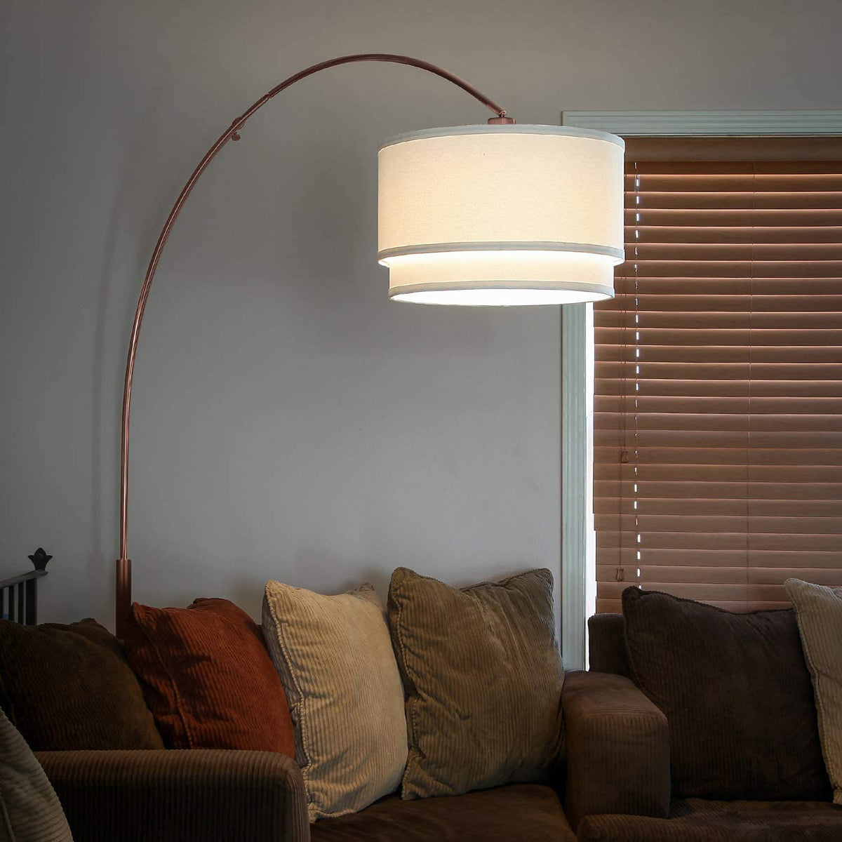 Brightech Mason Arc Floor Lamp with Shade & LED Light Bulb, Bronze (For Parts)