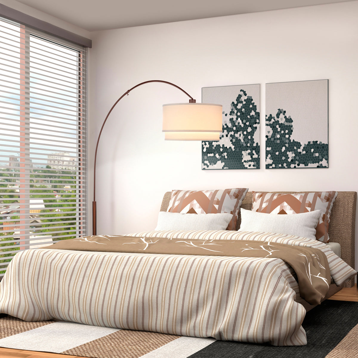 Brightech Mason Arc Floor Lamp with Shade & LED Light Bulb, Bronze (For Parts)