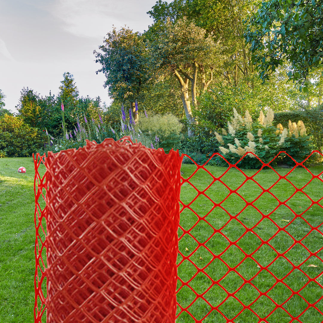 YardGard Barrier Fence with Diamond Grid Plastic for Animal Confinement, Red - VMInnovations