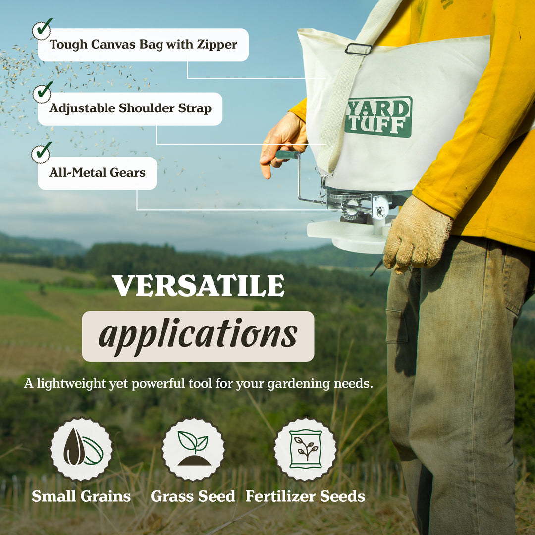 Yard Tuff YTF-25SS 25 Pound Shoulder Spreader with Canvas Bag and Shoulder Strap - VMInnovations