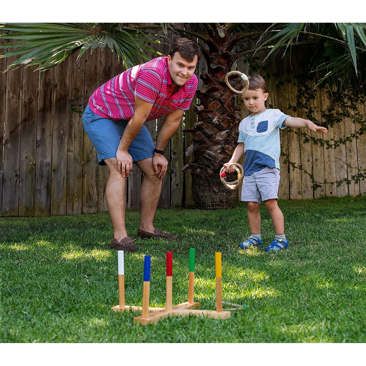 YardGames Portable Outdoor Playground Wooden Ring Toss Game with Carrying Case - VMInnovations