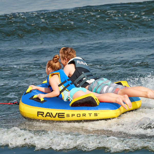 RAVE Sports Blue Angel Inflatable 2 Person Rider Towable Boat Water Tube Raft