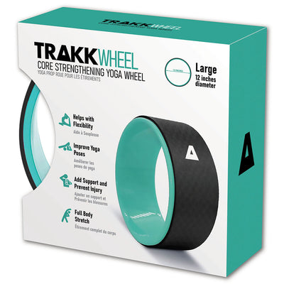 TRAKK Back Pain Relief Stretch Massage Foam Roller Yoga Wheel, 12 Inches, Black