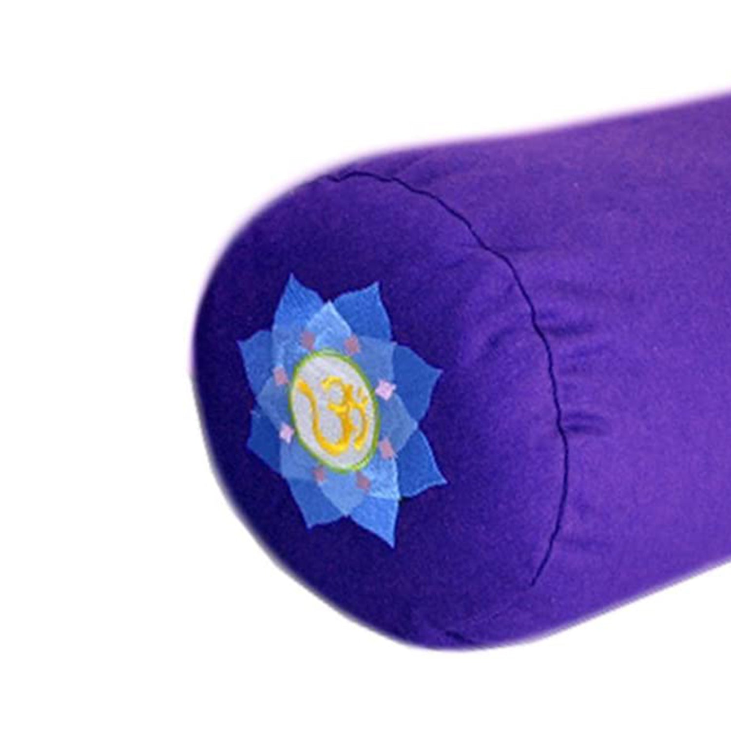 Yoga Accessories Round Cotton Yoga Bolster Pillow, Purple Embroidered (Used)