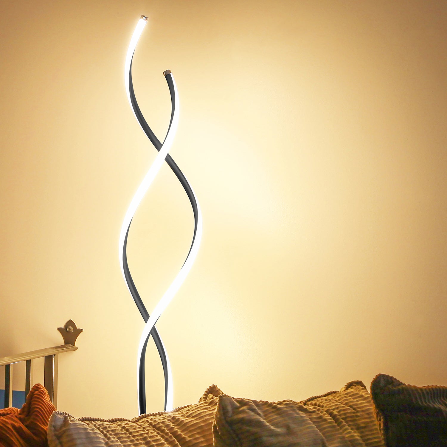 Brightech Embrace LED 2 In 1 Spiral Bright Floor Table Lamp, Jet Black(Open Box) - VMInnovations