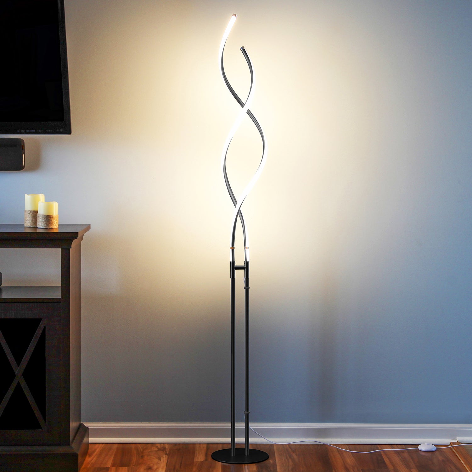 Brightech Embrace LED 2 In 1 Spiral Bright Floor Table Lamp, Jet Black(Open Box) - VMInnovations