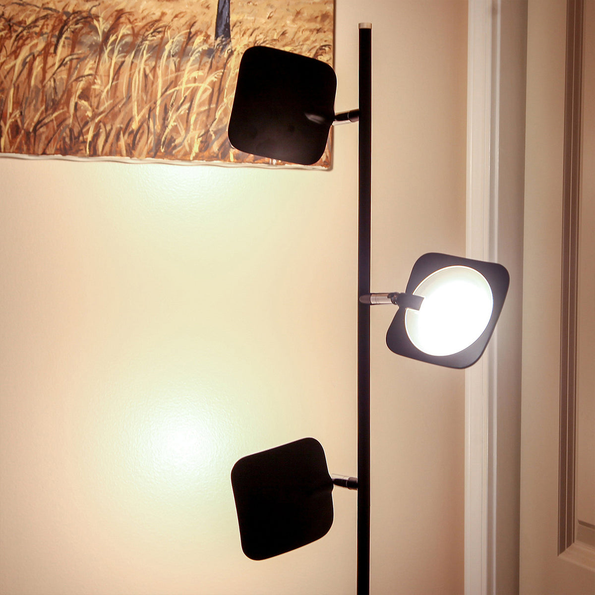 Brightech Tree LED Spotlight Super Bright 3 Light Standing Floor Lamp, Jet Black