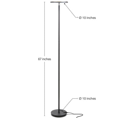 Brightech Sky Flux LED Torchiere Bright Standing Touch Sensor Floor Lamp, Black