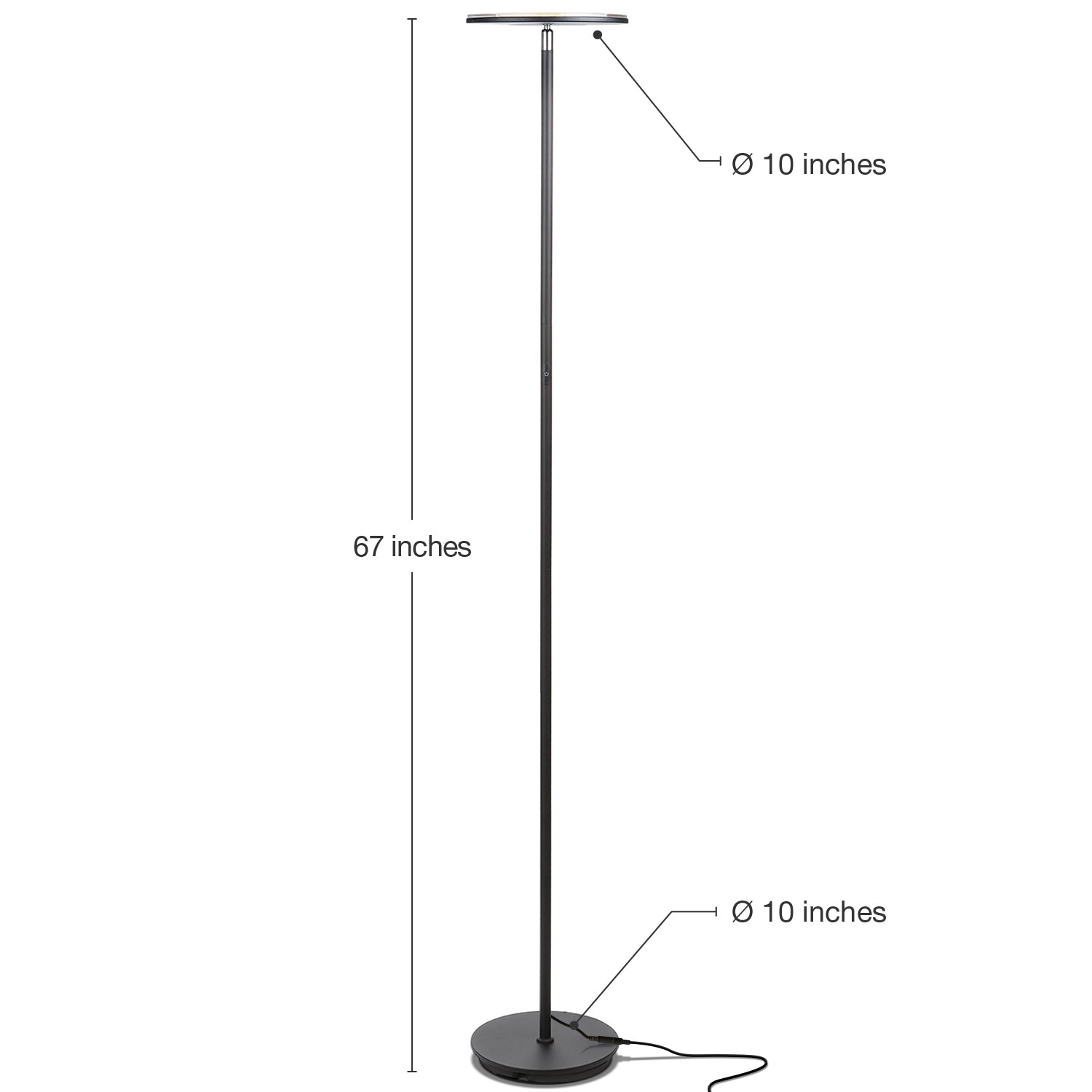 Brightech Sky Flux LED Torchiere Bright Touch Sensor Floor Lamp, Black(Open Box)