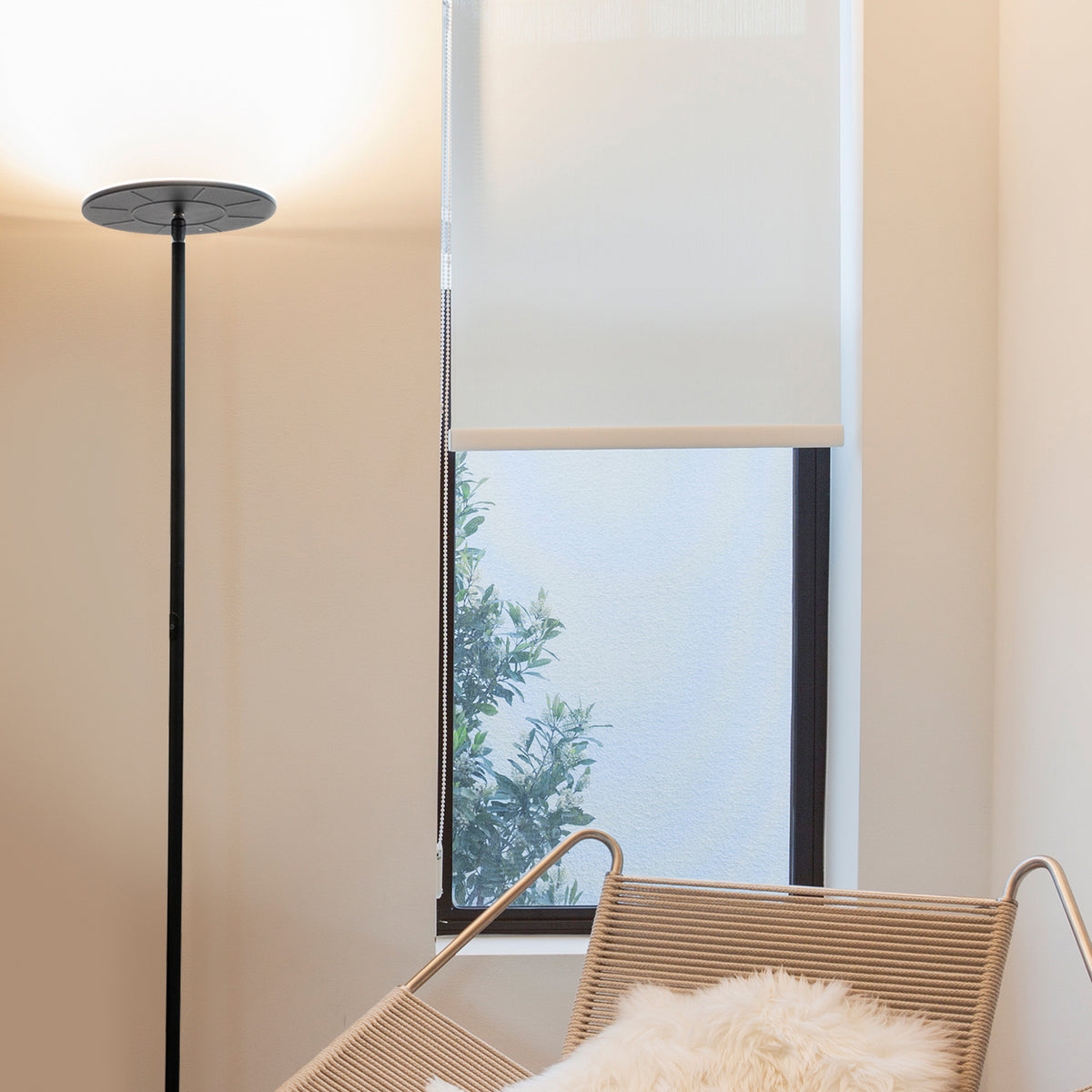 Brightech Sky Flux LED Torchiere Bright Touch Sensor Floor Lamp, Black(Open Box)
