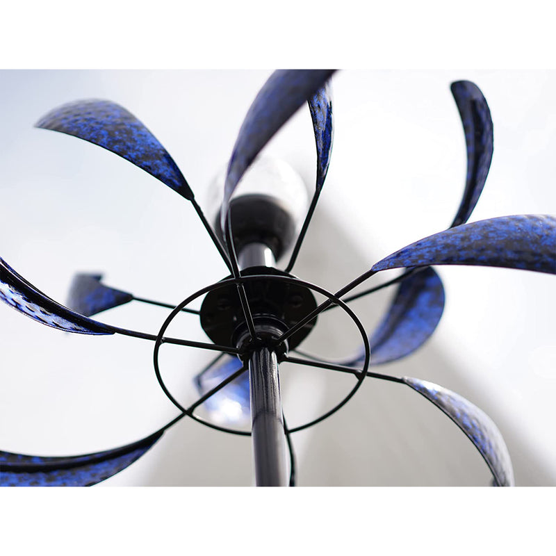 Hourpark 75 Inch Pinwheel Mazarine Blue Outdoor Garden Art Solar Wind Spinner
