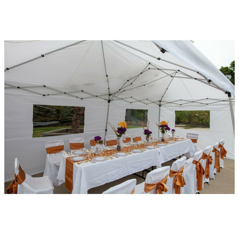 Z-Shade 20 x 10 Foot Pop Up Canopy Tent, White & Leg Wrap Weight Bags, Set of 4