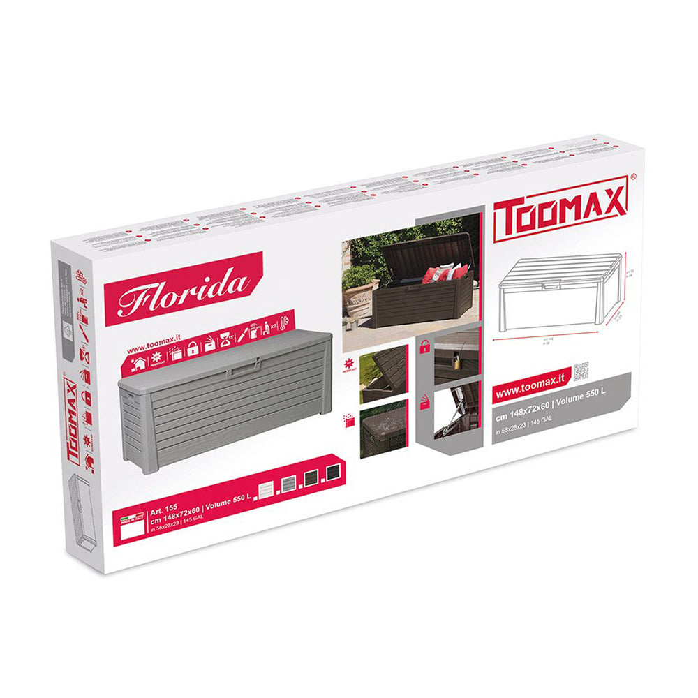 Toomax Florida Deck Storage Box Bench for Furniture, 145 Gallon (Grey)(Open Box) - VMInnovations