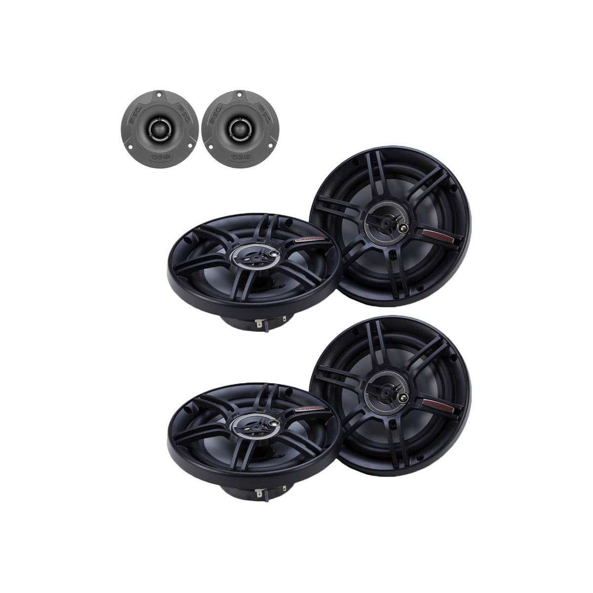 DS18 240 Watt Aluminum Bullet Tweeter Pair Bundle with 2 Pairs of 6.5" Speakers