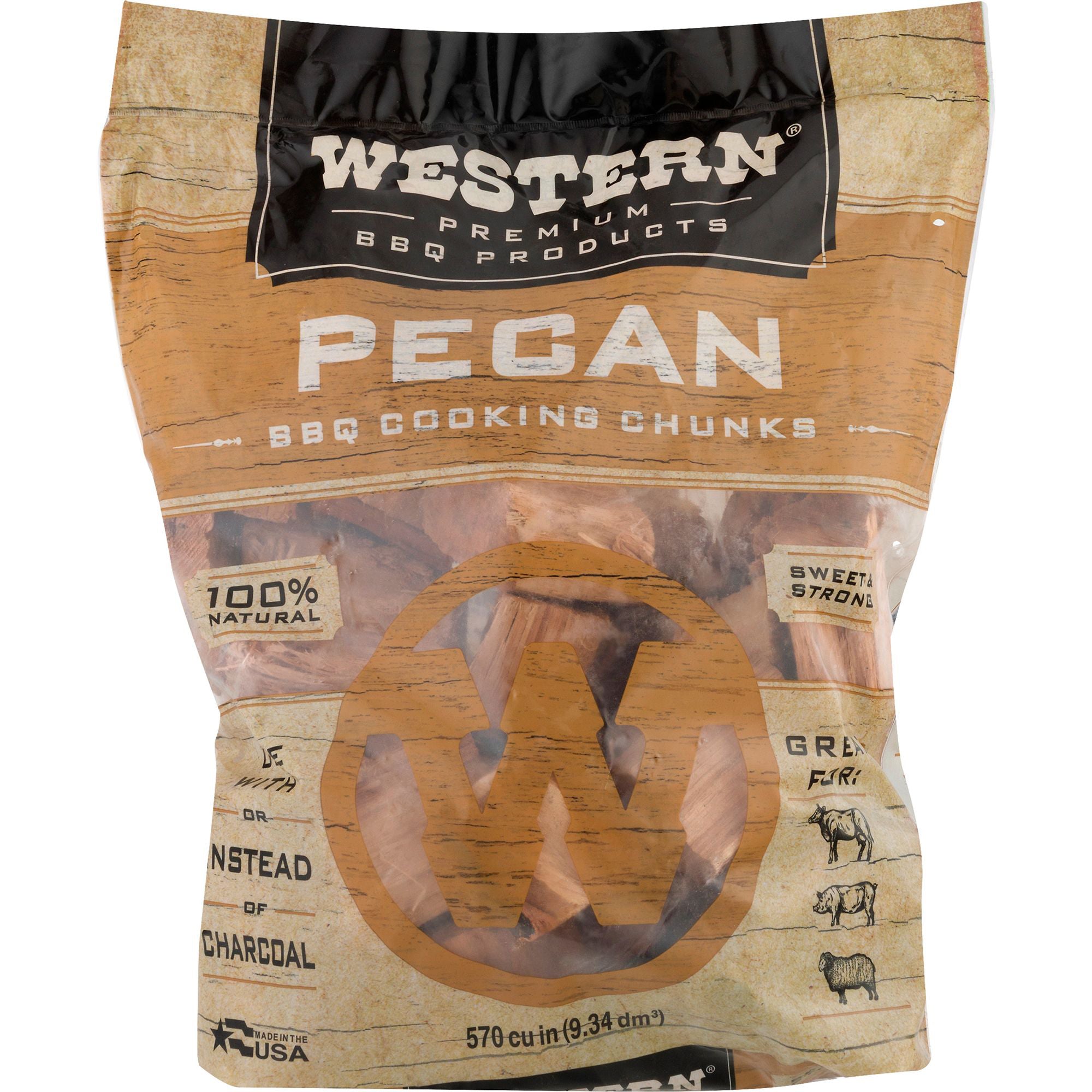 Western Premium BBQ Products Pecan Barbecue Cooking Chunks, 570 Cubic Inches