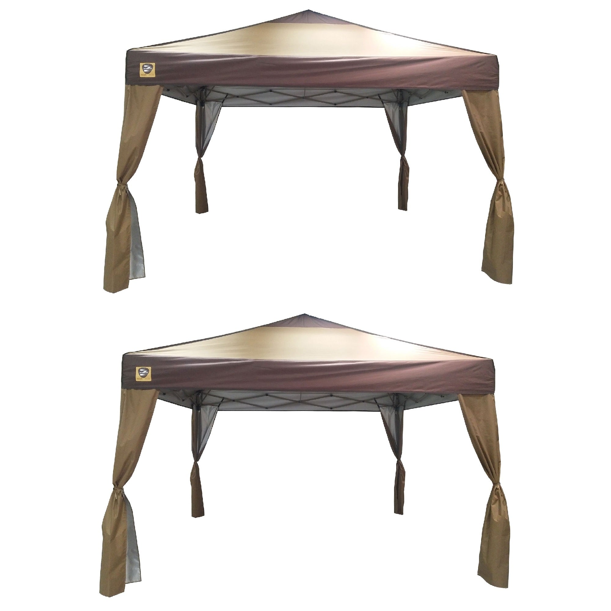 Z-Shade 10 x 10Ft Lawn & Garden Outdoor Portable Canopy with Skirts, Tan(2 Pack) - VMInnovations
