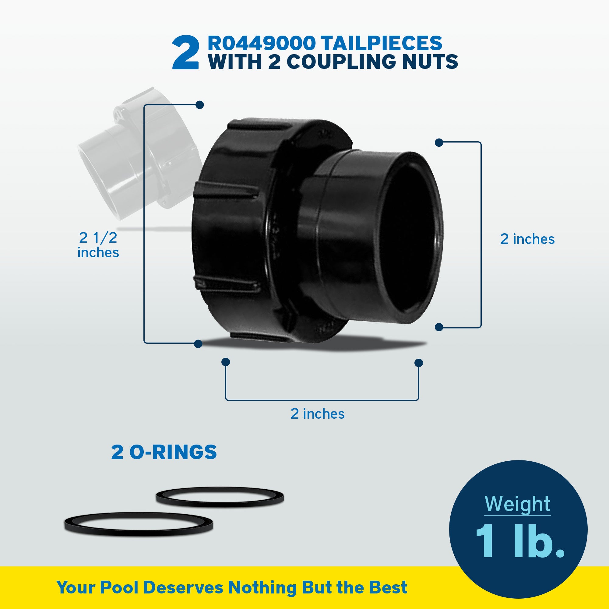 Zodiac 2 x 2-1/2" Tail Piece Kit for Jandy Pool/Spa Heaters, Black (Open Box) - VMInnovations