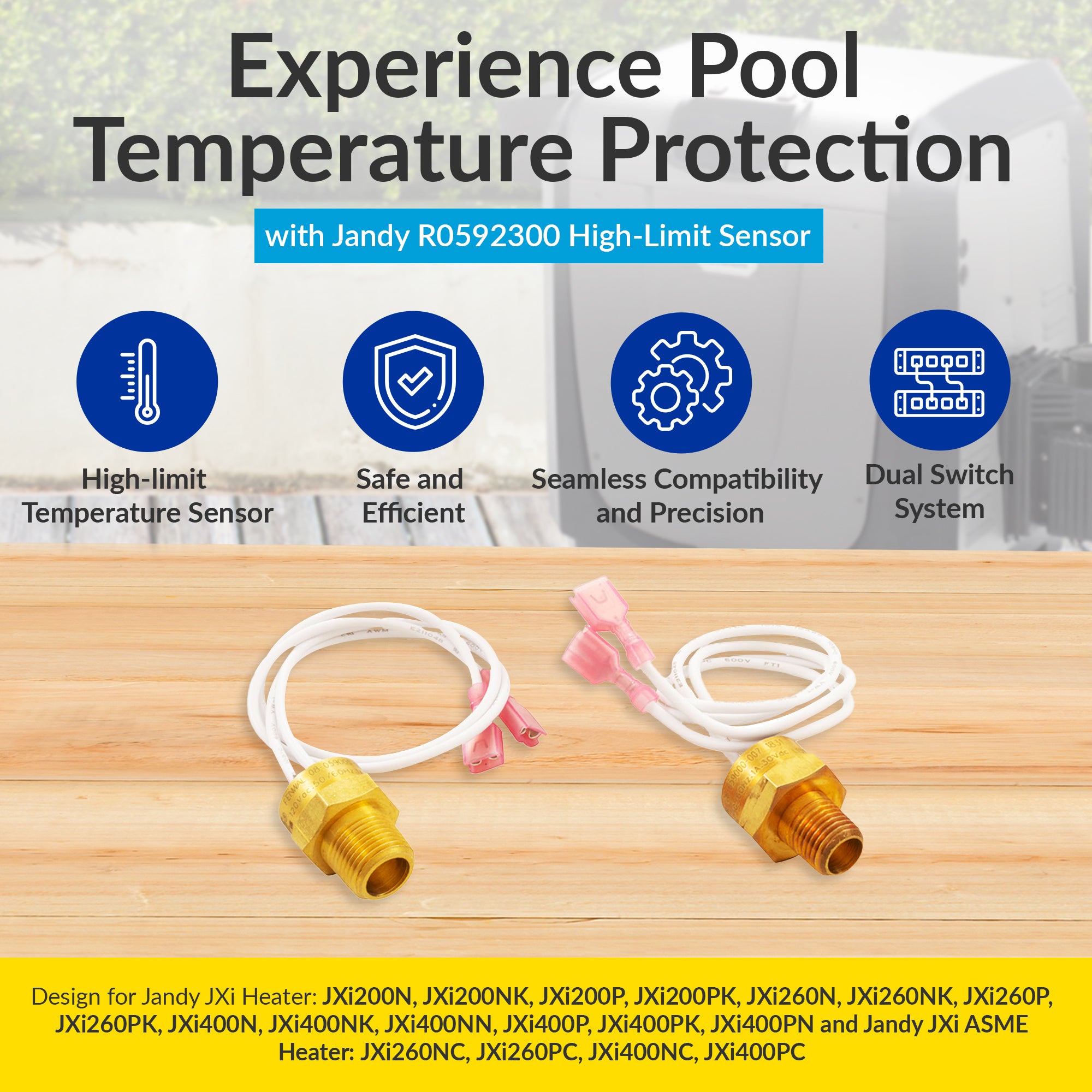 Jandy High Limit Temperature Sensor for Models JXI 260 & 400 Heaters, (Open Box)
