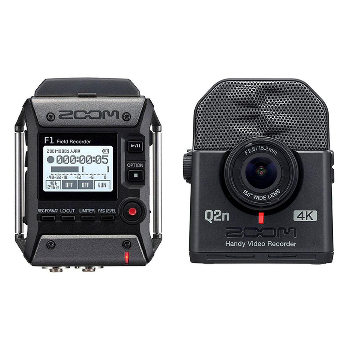 Zoom F1 Digital Audio Recorder with Lavalier Mic and Q2N4K Compact 4K Camera