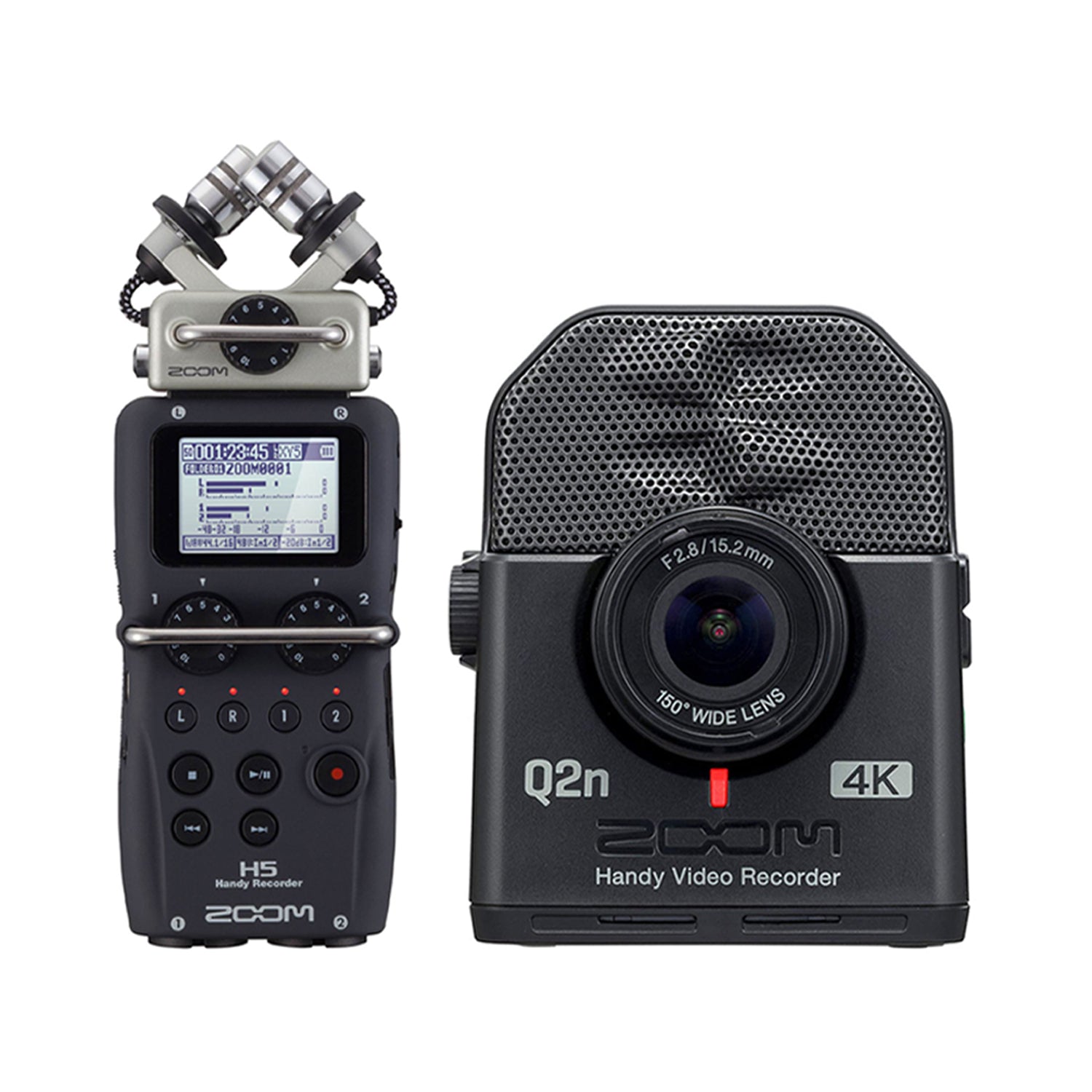 Zoom H5 Portable 4 Track Digital Audio Recorder and Q2N4K Compact 4K Camera
