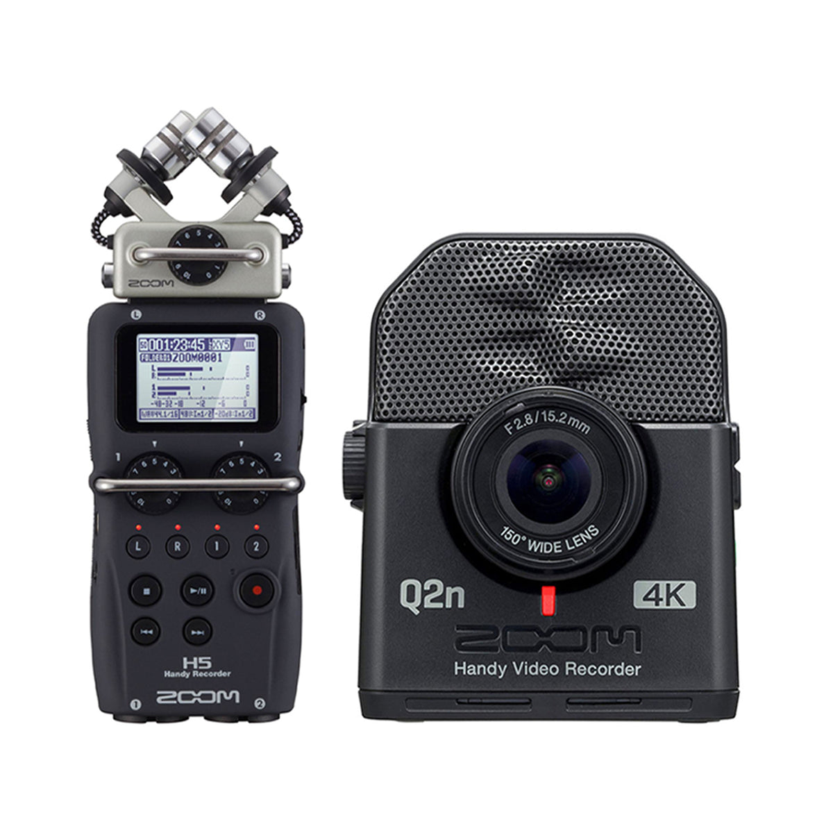 Zoom H5 Portable 4 Track Digital Audio Recorder and Q2N4K Compact 4K Camera