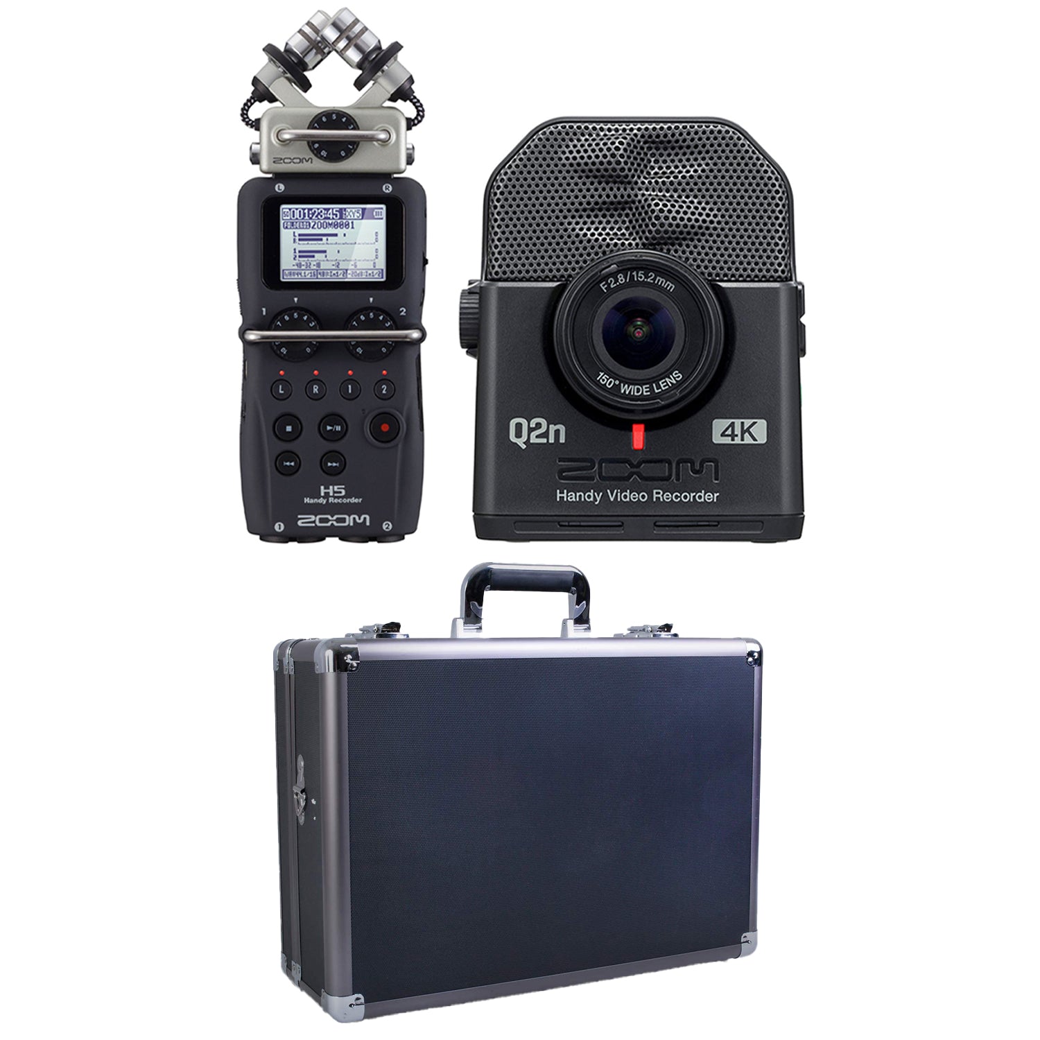 Zoom H5 4 Track Digital Audio Recorder and Q2N4K Compact 4K Camera & Case, Black