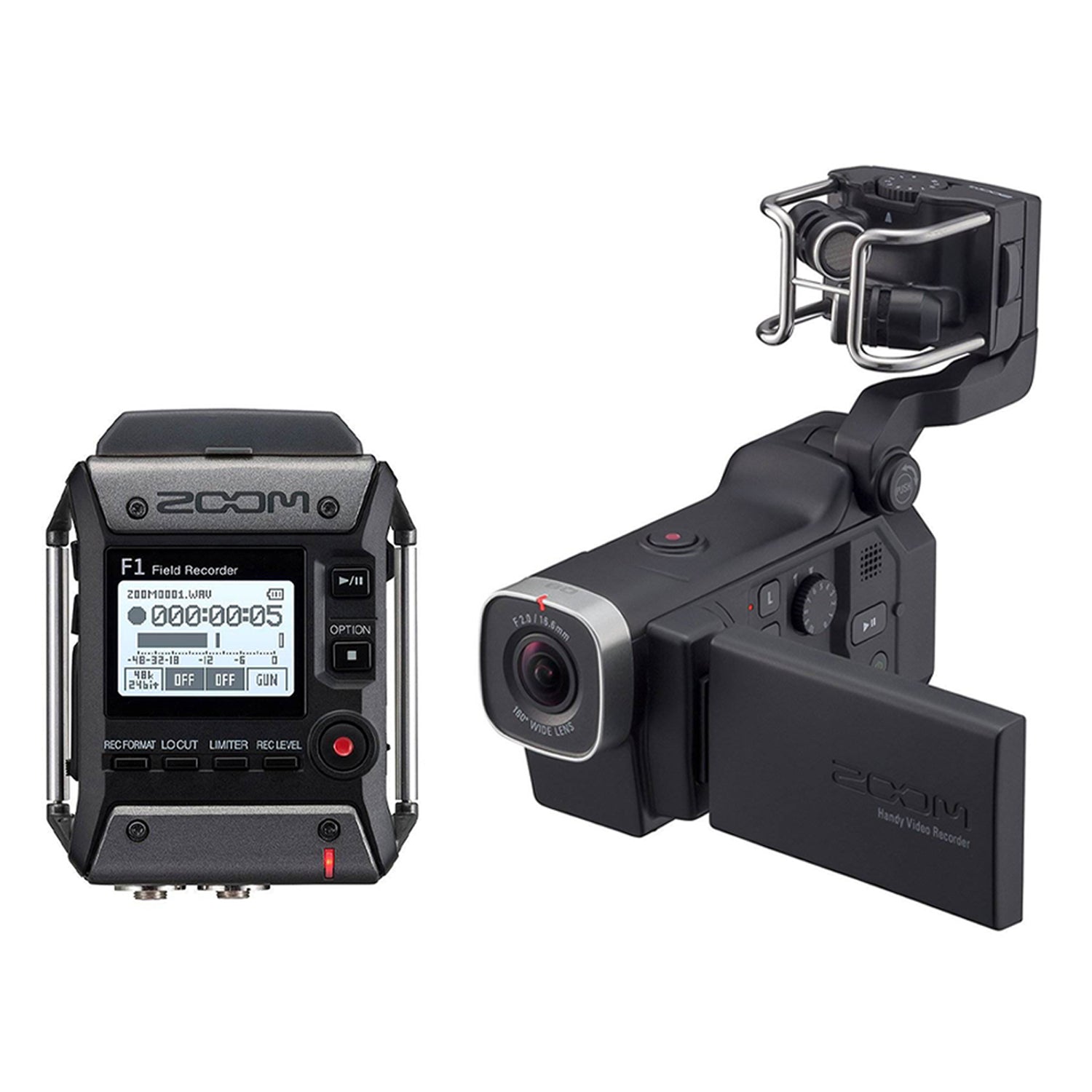 Zoom F1 Digital Audio Recorder with Lavalier Mic & Q8 Video Professional Camera