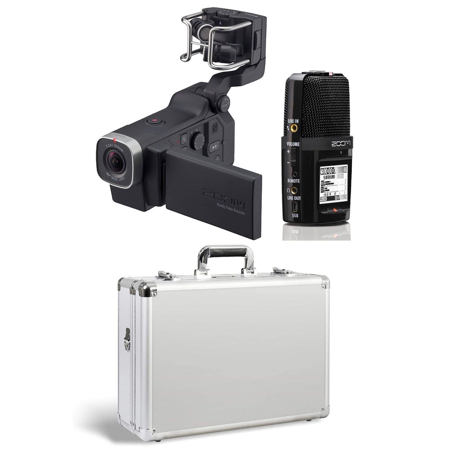 Zoom Q8 Video Camera and H2N 4 Track Digital Audio Recorder with Case, White