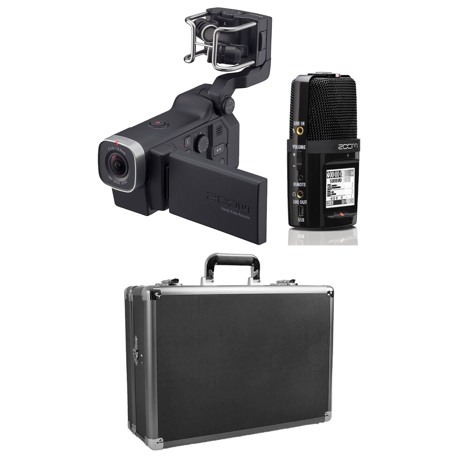 Zoom Q8 Video Camera and H2N 4 Track Digital Audio Recorder with Case, Black
