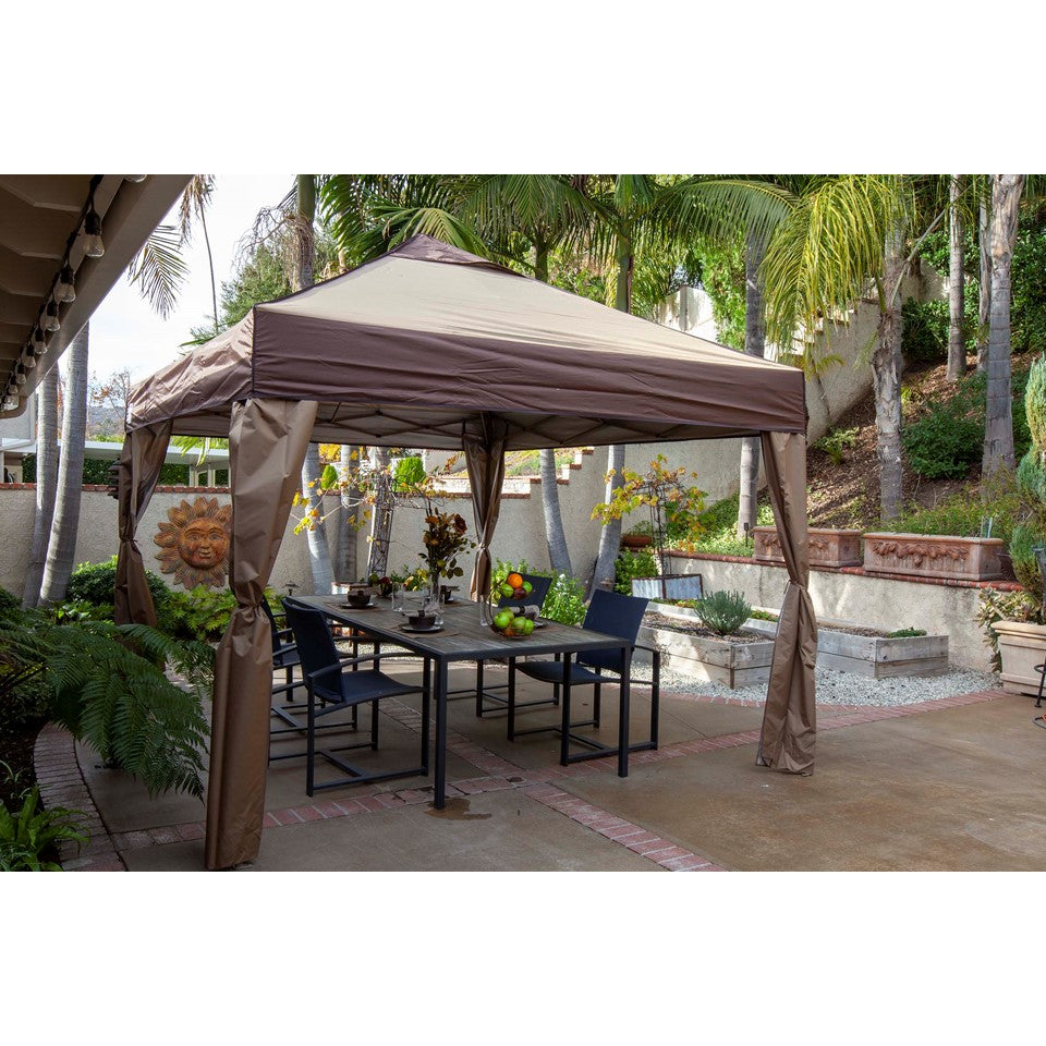 Z-Shade 12 x 12 Foot Lawn and Garden Portable Canopy with Skirts, Tan (Used) - VMInnovations