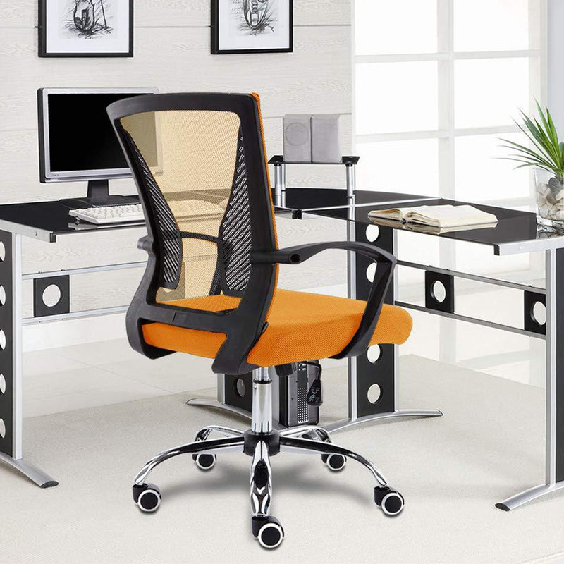 Modern Home Zuna Mesh Back Office Desk Rolling Chair, Black & Orange (Open Box)