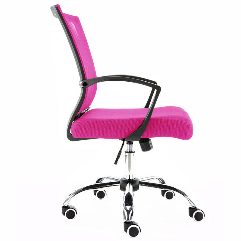 Modern Home Zuna Ergonomic Mesh Mid Back Office Desk Rolling Chair, Black & Pink