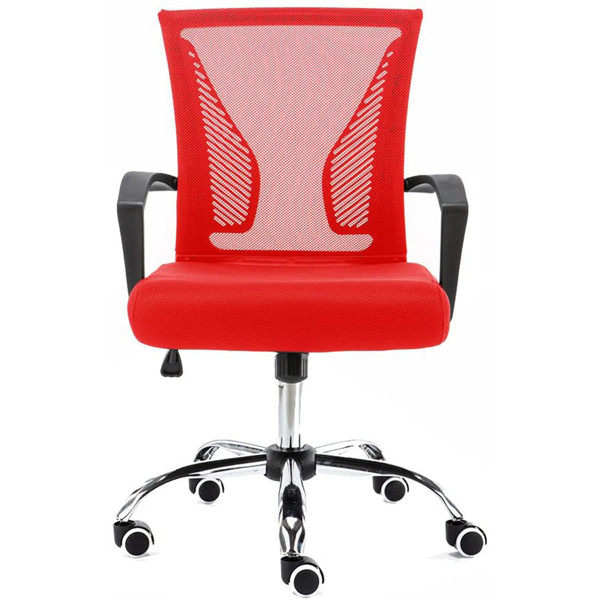 Modern Home Zuna Ergonomic Mesh Mid Back Office Desk Rolling Chair, Black & Red