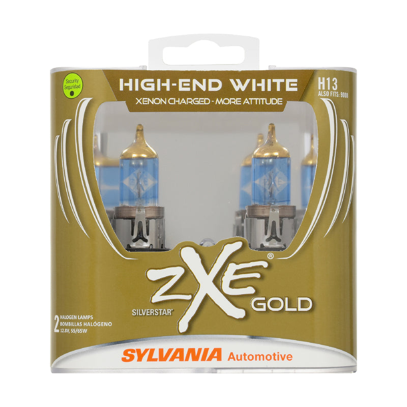 Sylvania H13 SilverStar zXe Gold High Performance Halogen Headlight Bulbs, White