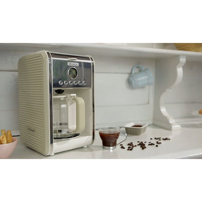 Ariete Vintage Countertop 12 Cup Coffee Maker and 18 Liter Toaster Oven, Beige