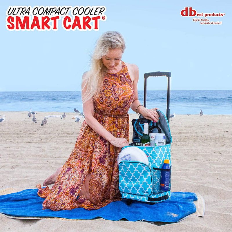 dbest products 36 Can Ultra Compact Standard Smart Cart Soft Rolling Cooler Blue