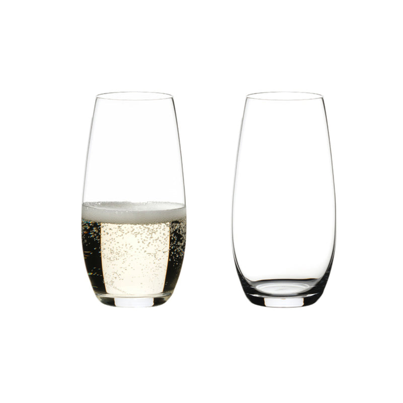 Riedel O Wine Tumbler Champagne Stemless Fine Crystal Flute Glasses, Set of 2