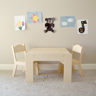 Little Colorado Modern Birch Kids Arts & Crafts Table w/ 2 Chairs, Unfinished