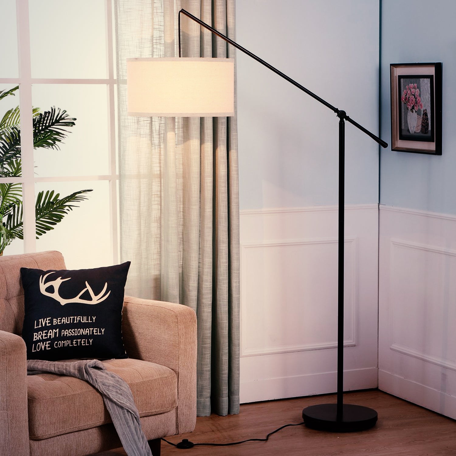 Brightech 2 Contemporary Hanging Arc Floor Lamp with LED Bulb, Black (For Parts) - VMInnovations