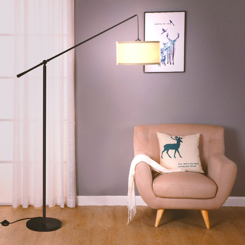 Brightech Hudson 2 Contemporary Hanging Arc Floor Lamp with LED Bulb, Black