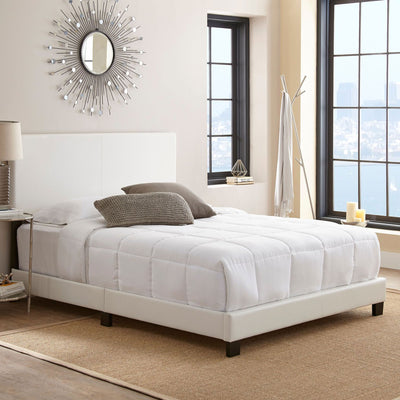 Boyd Sleep Montana Upholstered Full Bed Frame Foundation and Headboard, White