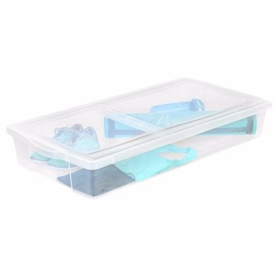 IRIS USA 100501 58 Quart Plastic Underbed Storage Box with Hinged Lid (3 Pack)
