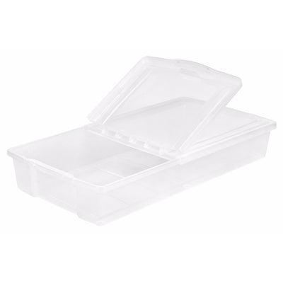 IRIS USA 100501 58 Quart Plastic Underbed Storage Box with Hinged Lid, Clear
