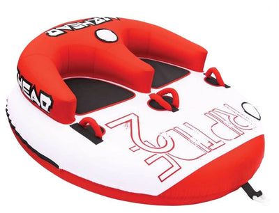 Airhead Riptide 2 Double Rider Inflatable Boat Towable Tube w/ Tow Rope and Pump