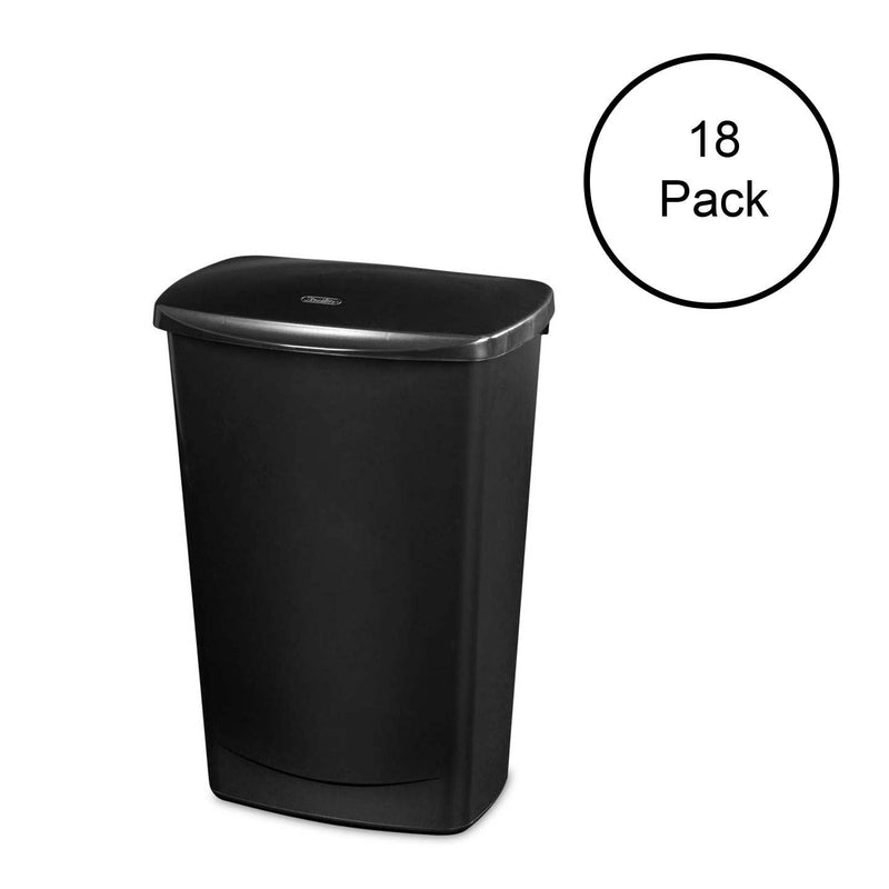 Sterilite 10919006 11.4 Gallon Lift-Top Covered Wastebasket Trash Can (18 Pack)