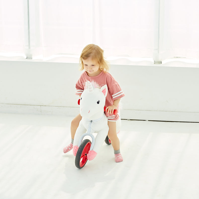Wonder&Wise Kids Animal Plush Toddler Training Balance Bike Ride On Toy, Unicorn